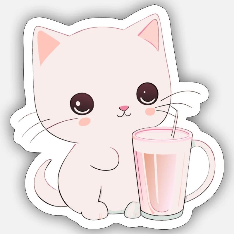 Chat - Sticker taille S (10 x 10 cm) - blanc mat