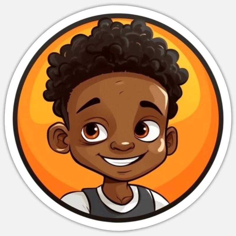 Afro Schwarz Kind Junge Mädchen Empowerment Mädche - Sticker Größe S (10 x 10 cm) - Mattweiß