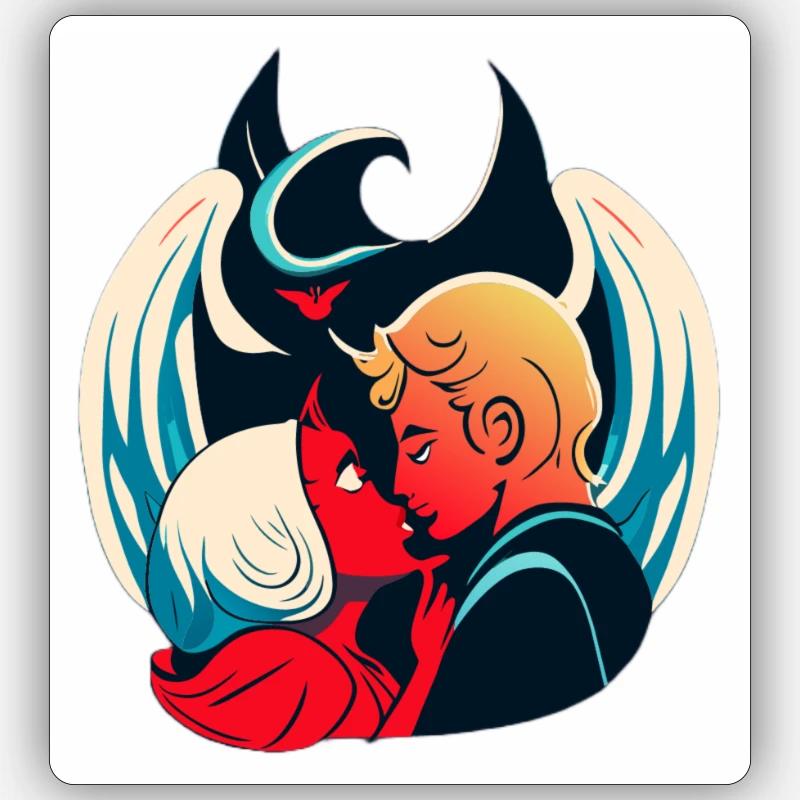 Devils and angels - Sticker size S (10 x 10 cm) - white matte