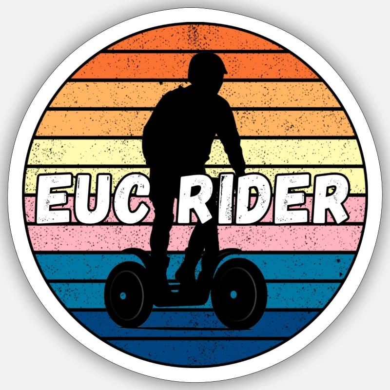 Elektrischer Einradfahrer. EUC-Reiter Sticker Größe S (10 x 10 cm)