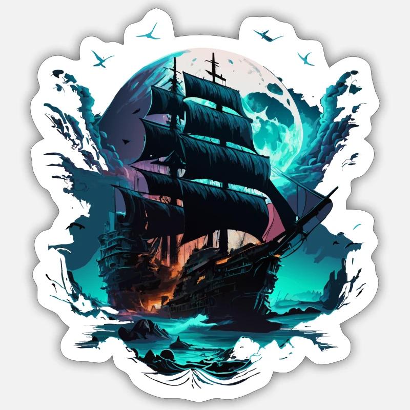 ghost ship - Sticker size S (10 x 10 cm) - white matte