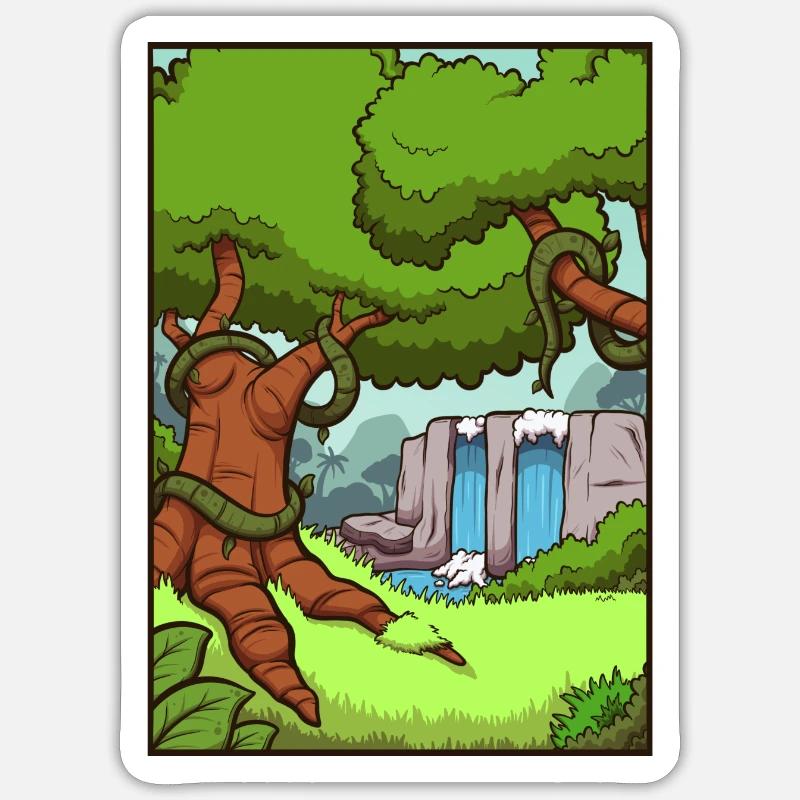 Contexte de la jungle - Sticker taille S (10 x 10 cm) - blanc mat