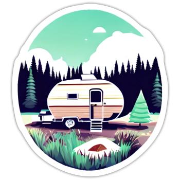 Camping Caravane Camp Tentes Cadeaux Camping-car - Sticker taille S (10 x 10 cm) - blanc mat - Devant