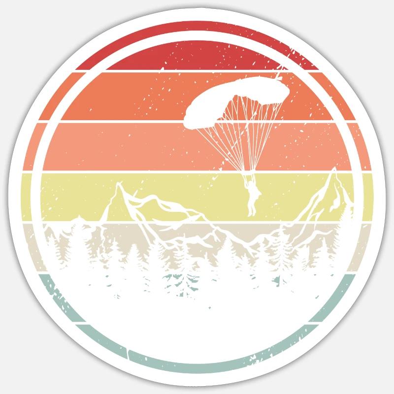 Gleitschirm Fallschirmspringen Geschenkidee Retro Sticker Größe S (10 x 10 cm)