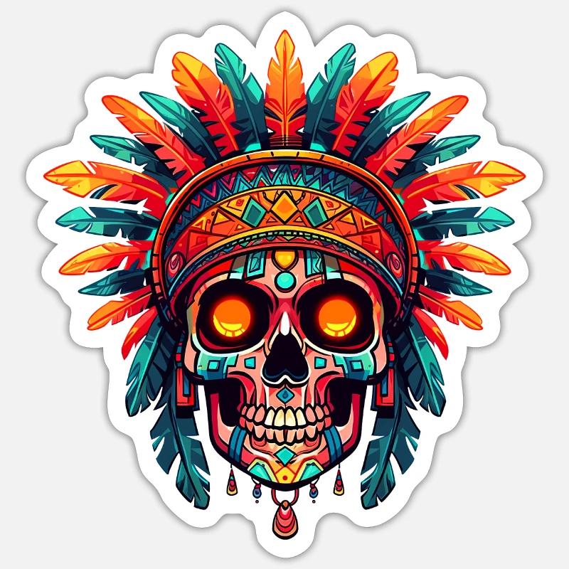 Aztekenschädel 002 Sticker Größe S (10 x 10 cm)