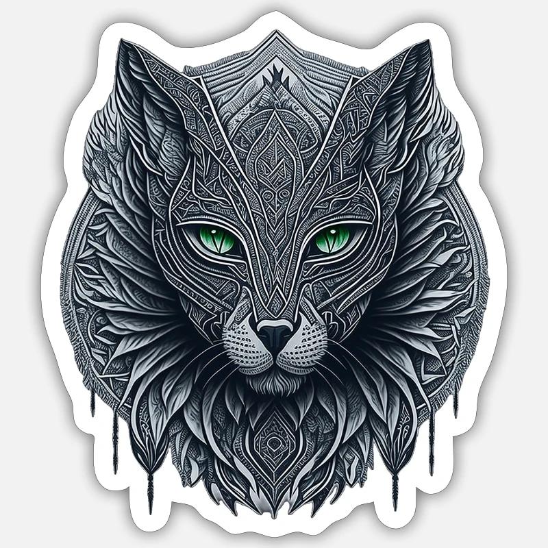 Totem du Chat - Sticker taille S (10 x 10 cm) - blanc mat