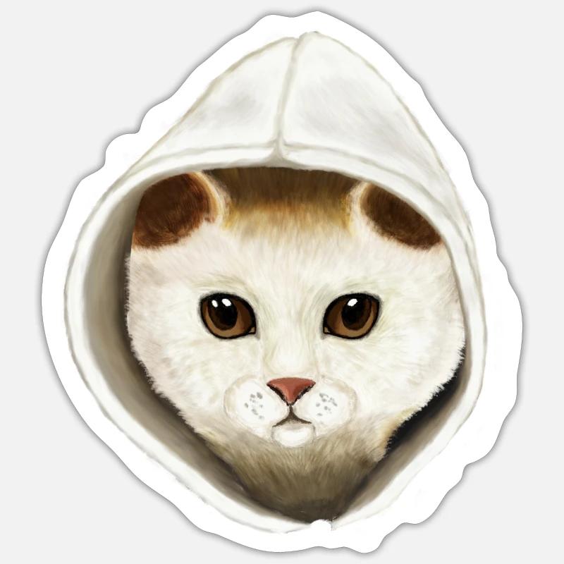 Chat - Sticker taille S (10 x 10 cm) - blanc mat
