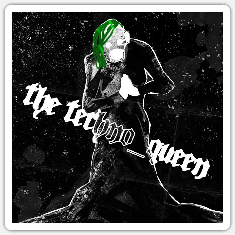 Techno_Queen - Sticker Größe S (10 x 10 cm) - Mattweiß