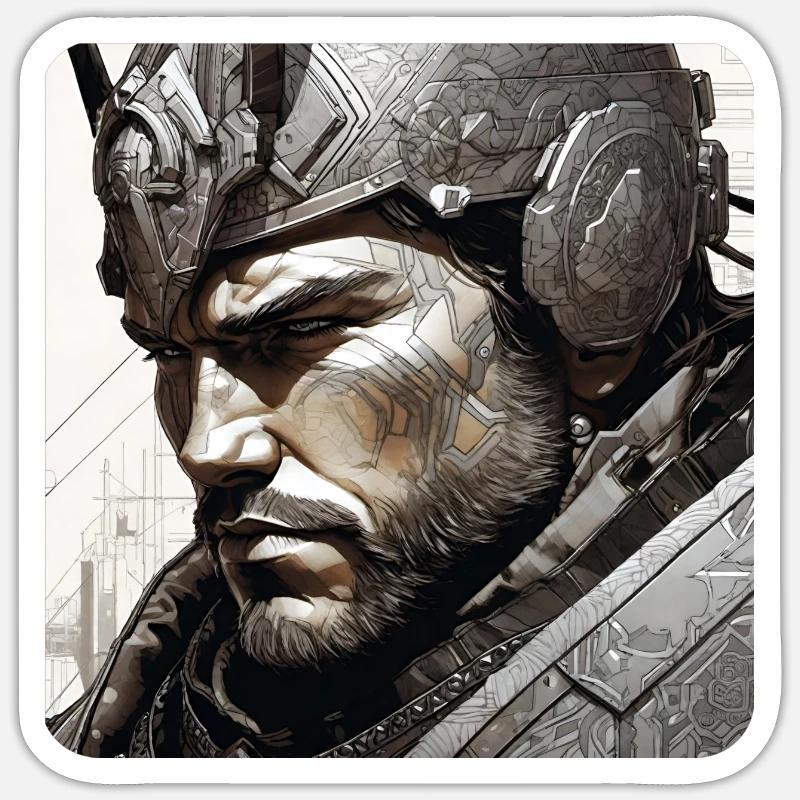 Guerrier - Sticker taille S (10 x 10 cm) - blanc mat