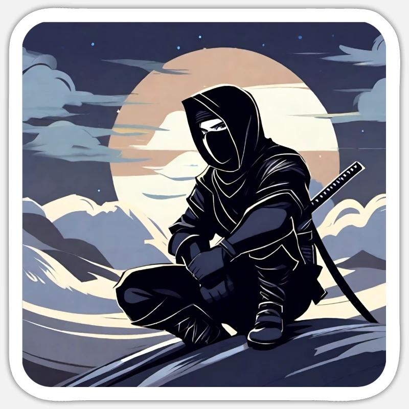 Mysterious Ninja Warrior - Sticker size S (10 x 10 cm) - white matte