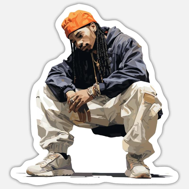 crouched hip-hopper - Sticker size S (10 x 10 cm) - white matte