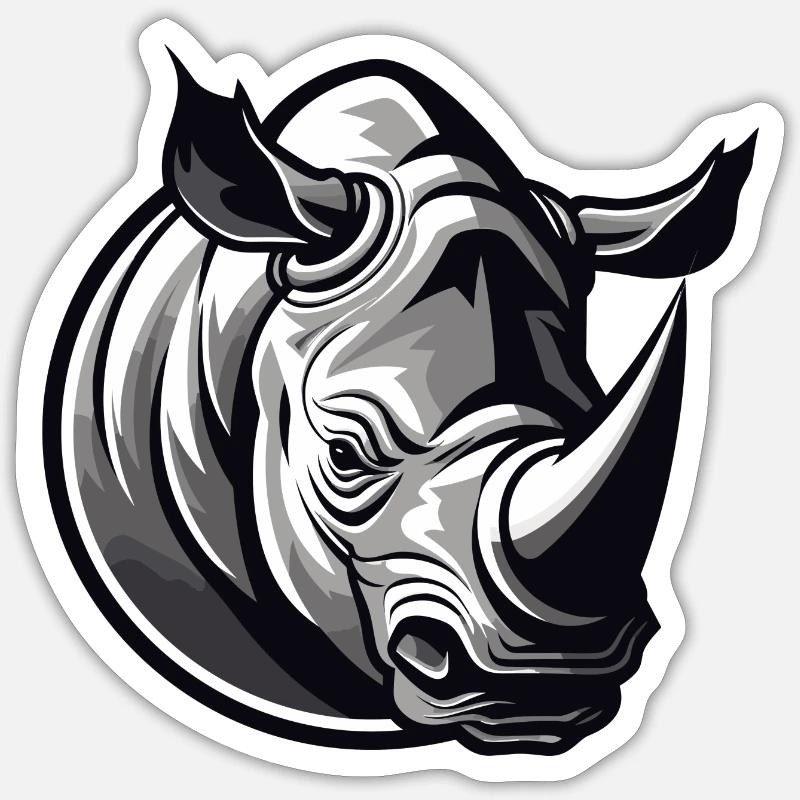 Rhinocéros - Sticker taille S (10 x 10 cm) - blanc mat