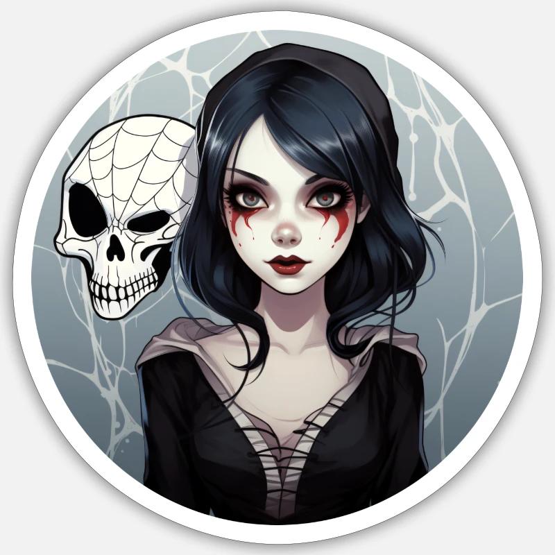 Gothic Mädchen Sticker Größe S (10 x 10 cm)