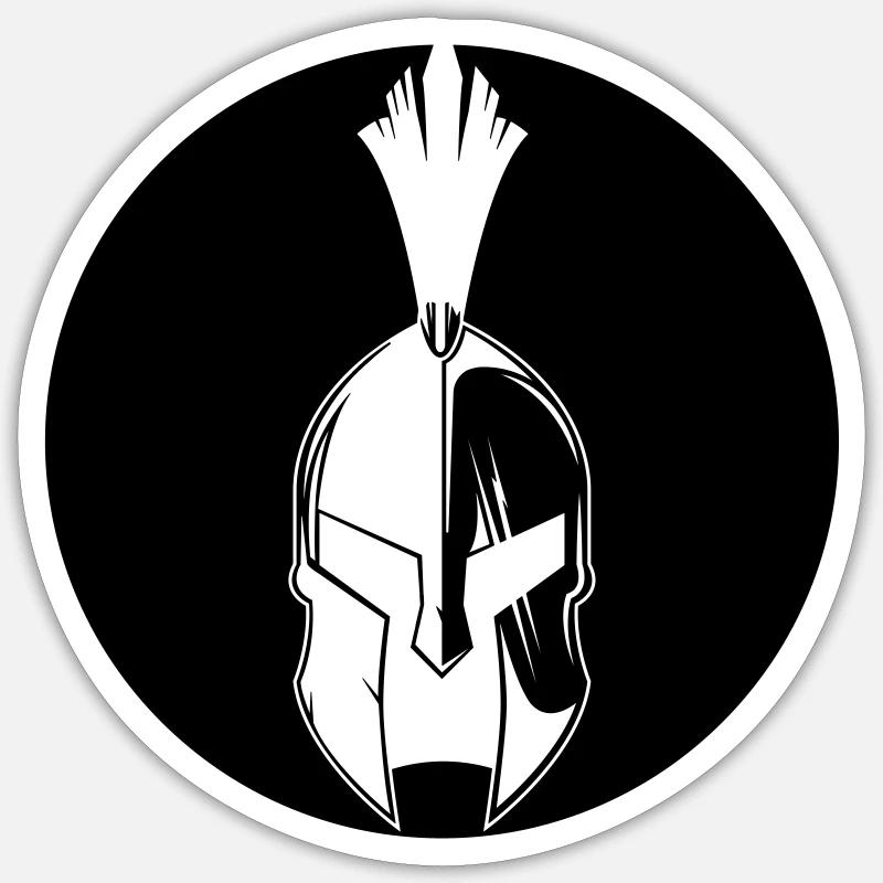 sparta helm - Sticker Größe S (10 x 10 cm) - Mattweiß