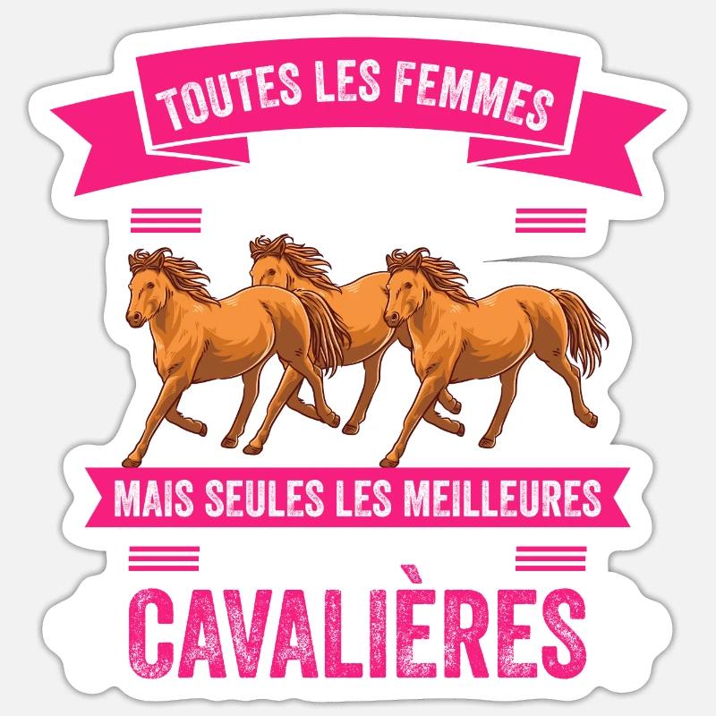 cavalière / Les Meilleures Deviennent Cavalières - Sticker taille S (10 x 10 cm) - blanc mat