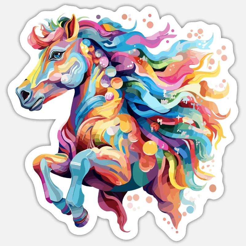 springendes Pferd - Sticker Größe S (10 x 10 cm) - Mattweiß