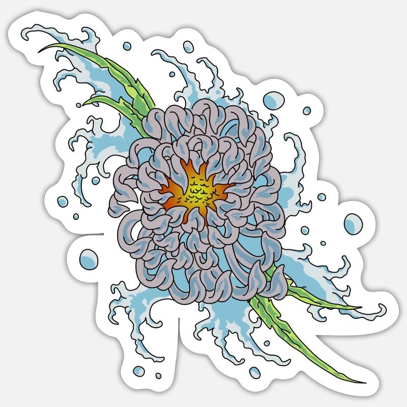 Chrysantheme 2 - Sticker Größe S (10 x 10 cm) - Mattweiß