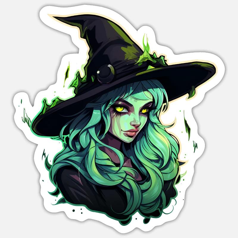 witch 15 - Sticker size S (10 x 10 cm) - white matte