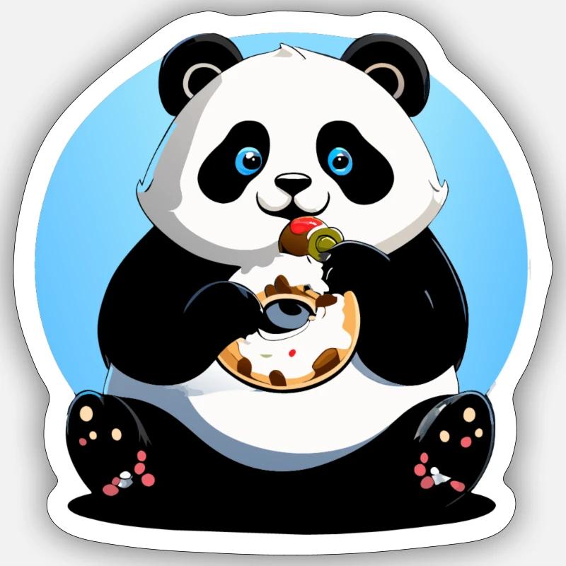 Panda Eats Donut Sticker size S (10 x 10 cm)