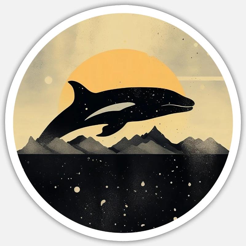 Wal - minimalistisch (NO1) - Sticker Größe S (10 x 10 cm) - Mattweiß