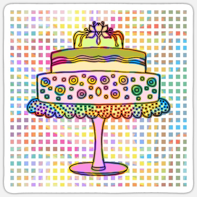 Gâteau - Sticker taille S (10 x 10 cm) - blanc mat