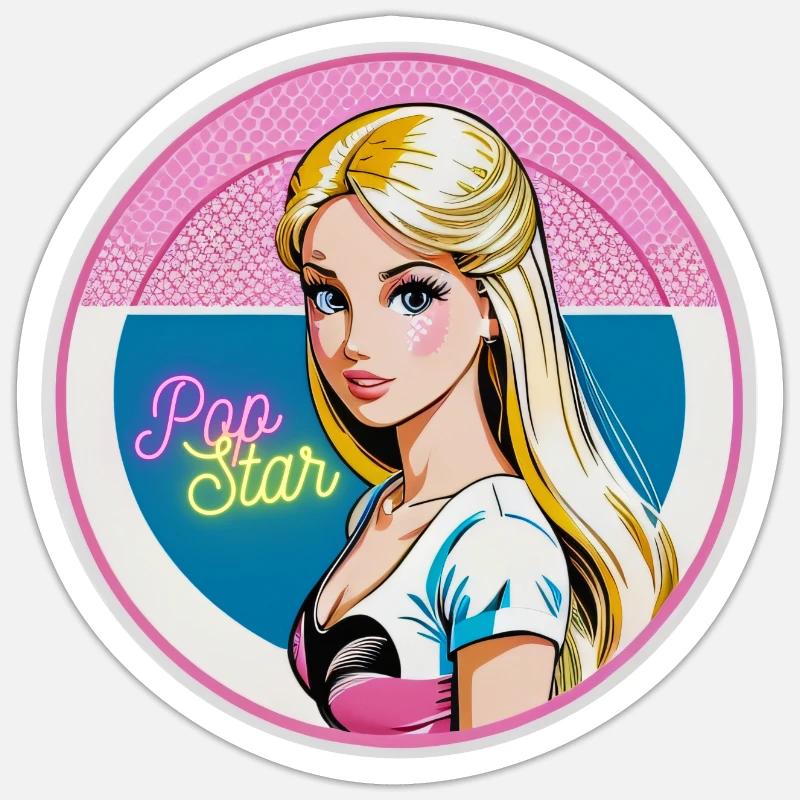 Poupée Pop Star - Sticker taille S (10 x 10 cm) - blanc mat