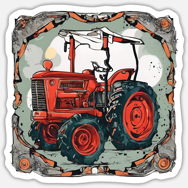 Traktor - Sticker Größe S (10 x 10 cm) - Mattweiß