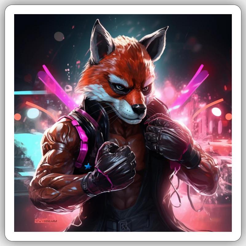 BOXING FOX - Sticker taille S (10 x 10 cm) - blanc mat