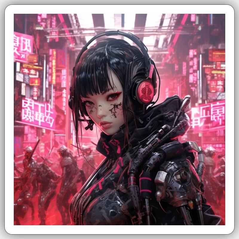 Cyber Punk - Sticker size S (10 x 10 cm) - white matte