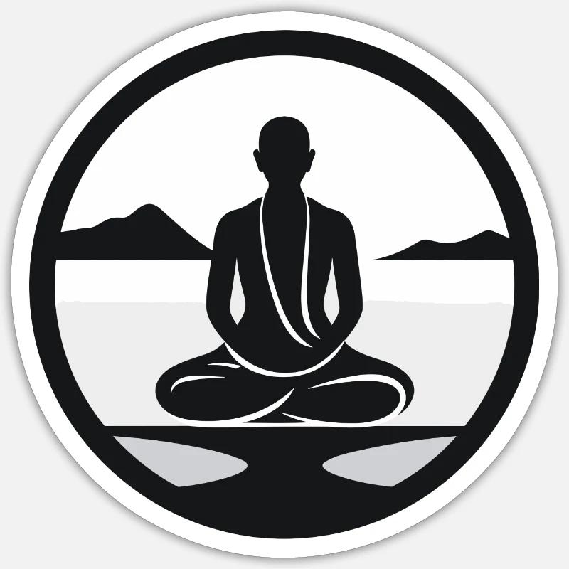 schlichte Meditation - Sticker Größe S (10 x 10 cm) - Mattweiß