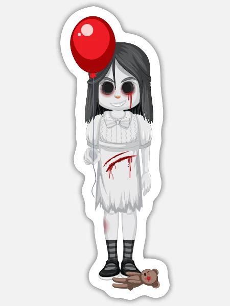 Mädchen Horror 5 - Sticker Größe S (10 x 10 cm) - Mattweiß