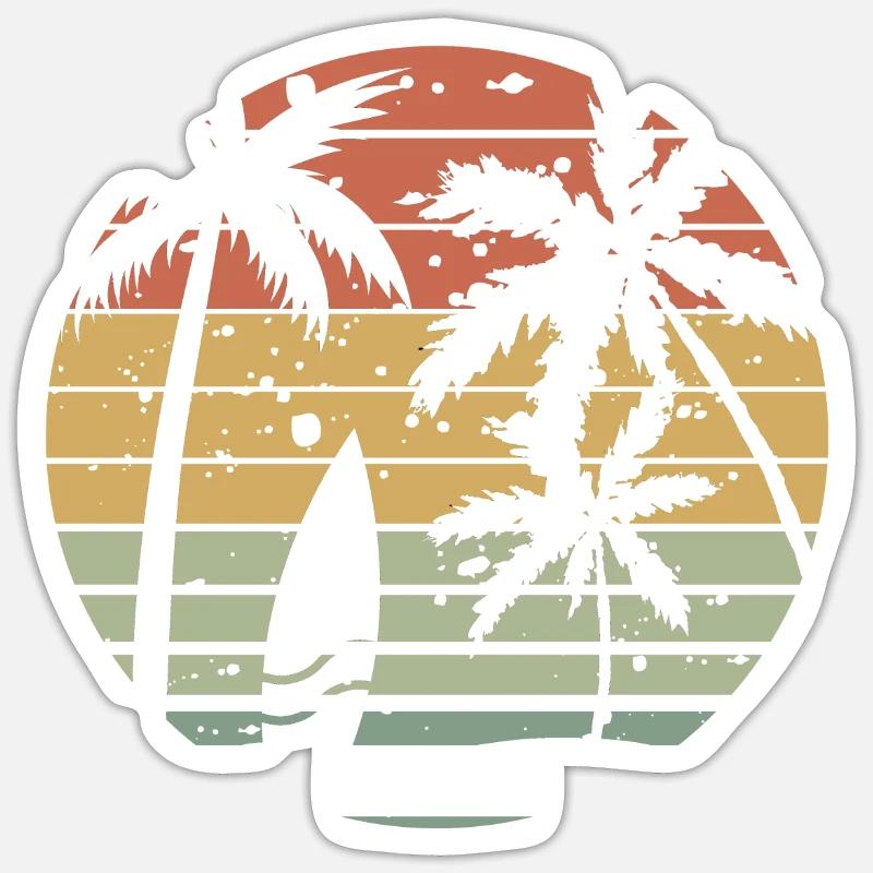 surf rétro - Sticker taille S (10 x 10 cm) - blanc mat