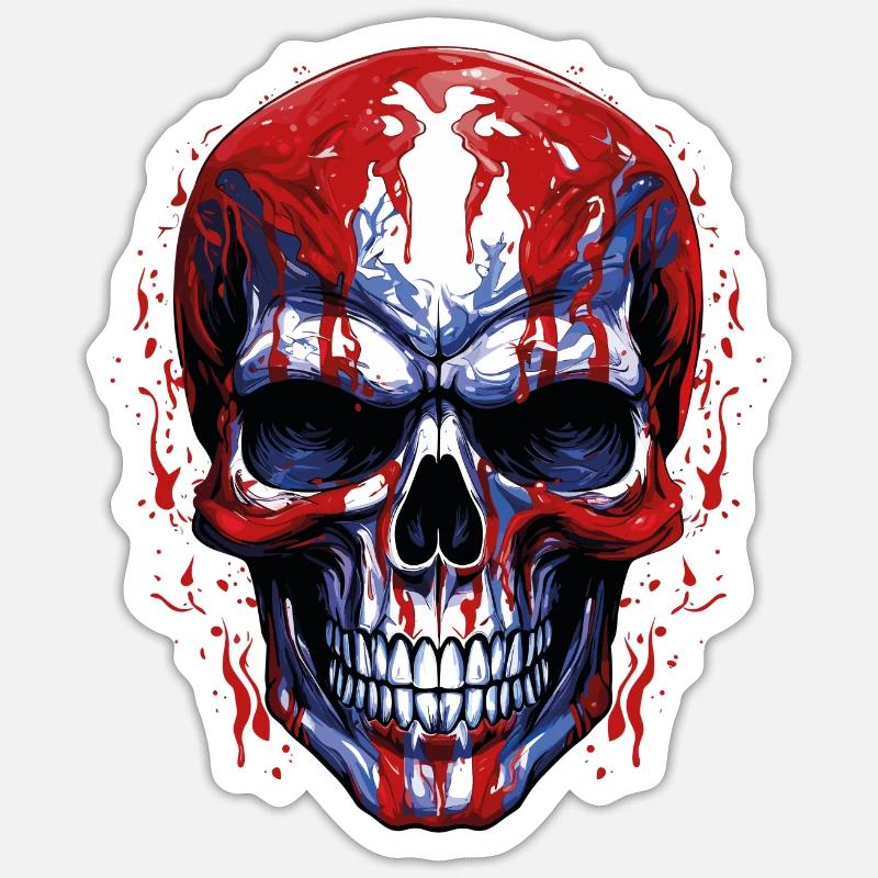 Graphique de crâne de drapeaux Sticker taille S (10 x 10 cm)