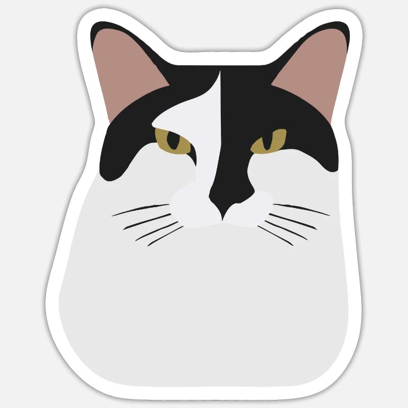 Schwarzköpfige graue Katze - Sticker Größe S (10 x 10 cm) - Mattweiß
