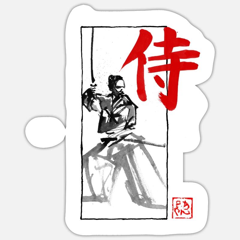 Kumitate Samurai - Sticker size S (10 x 10 cm) - white matte