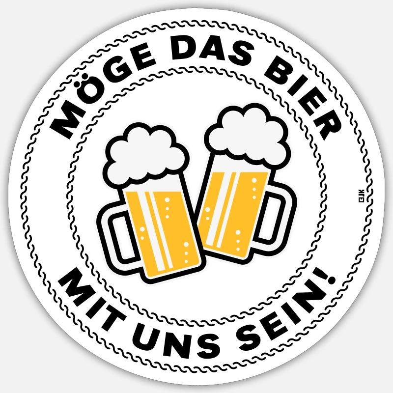 Möge Das Bier Mit Uns Sein! (Spruch / 3C / POS) - Sticker Größe S (10 x 10 cm) - Mattweiß