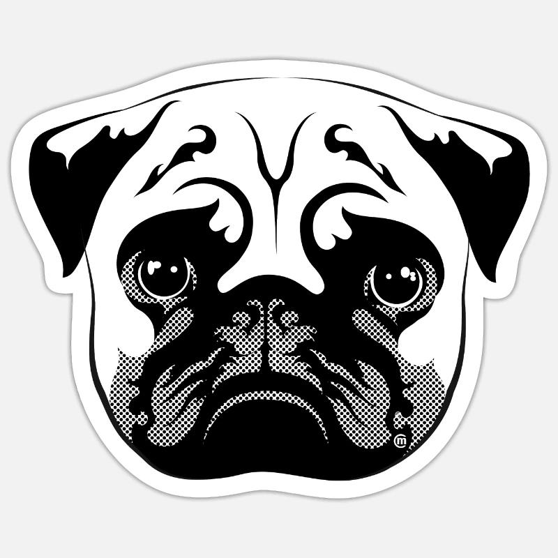 Pug - Sticker size S (10 x 10 cm) - white matte
