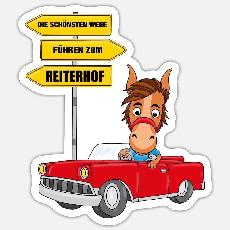 REITERHOF - PFERD - PFERDE - AUTO - Sticker Größe S (10 x 10 cm) - Mattweiß
