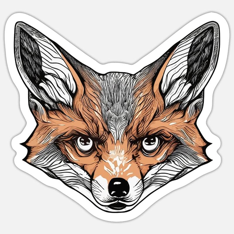 Fuchs mit tiefem Blick - Sticker Größe S (10 x 10 cm) - Mattweiß