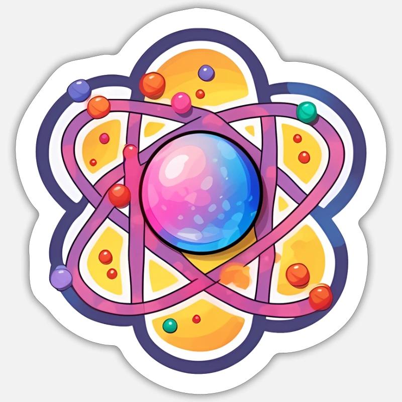 Atom Physik Nerd Atommodell - Sticker Größe S (10 x 10 cm) - Mattweiß