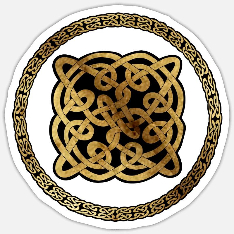 Keltisch9 Pergament mit schwarzem Hintergrund - Sticker Größe S (10 x 10 cm) - Mattweiß