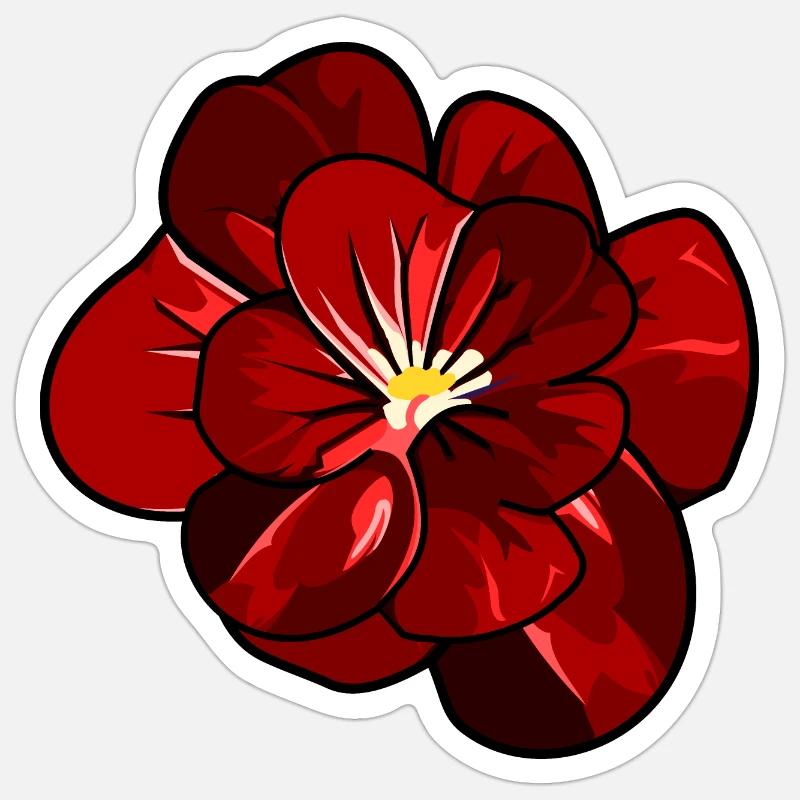 Belle floraison rouge - Sticker taille S (10 x 10 cm) - blanc mat