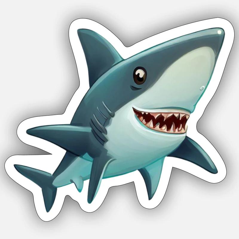 Requin - Sticker taille S (10 x 10 cm) - blanc mat