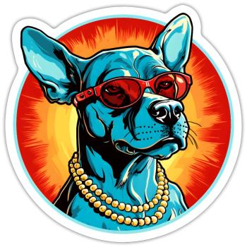 Blue dog with sunglasses - Sticker size S (10 x 10 cm) - white matte - Front