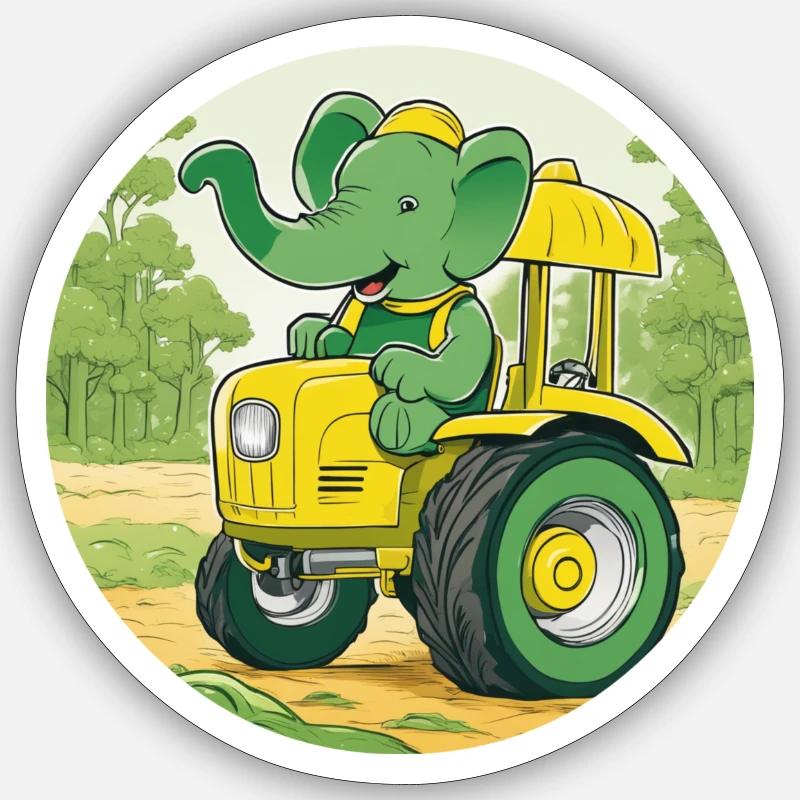 Elefant auf Traktor - Sticker Größe S (10 x 10 cm) - Mattweiß