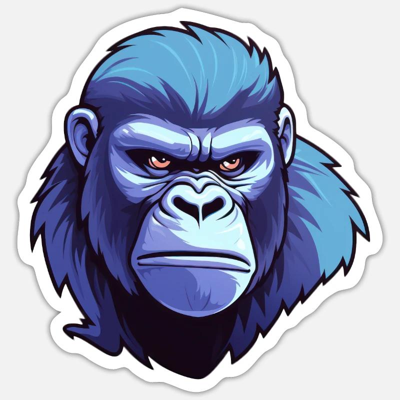 Singe gorille - Sticker taille S (10 x 10 cm) - blanc mat