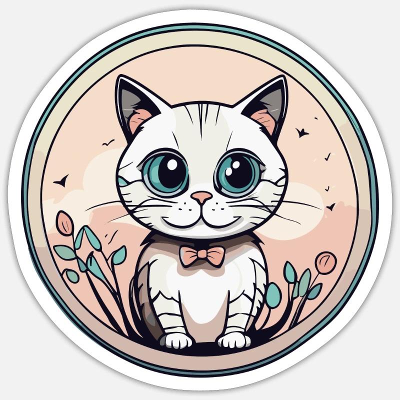 Chat - Sticker taille S (10 x 10 cm) - blanc mat