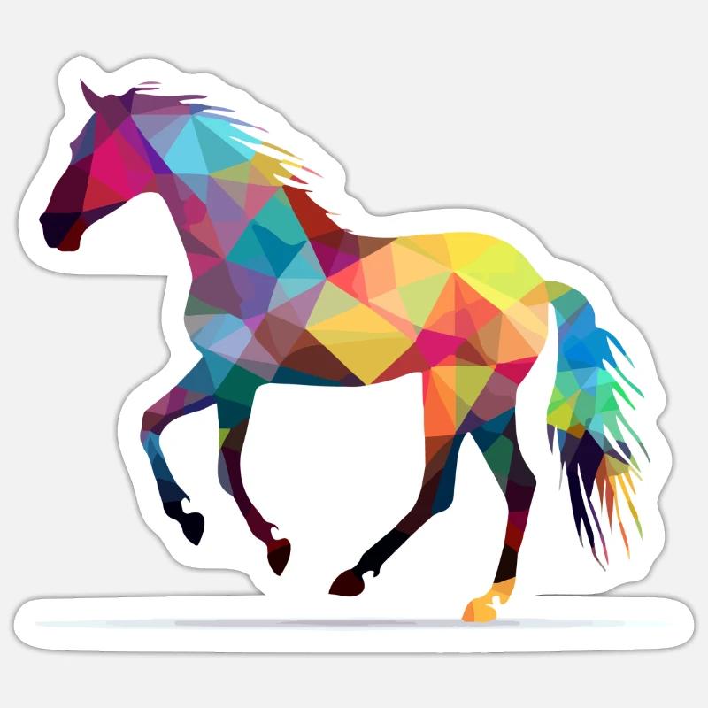 Akol le cheval multicolore - Sticker taille S (10 x 10 cm) - blanc mat
