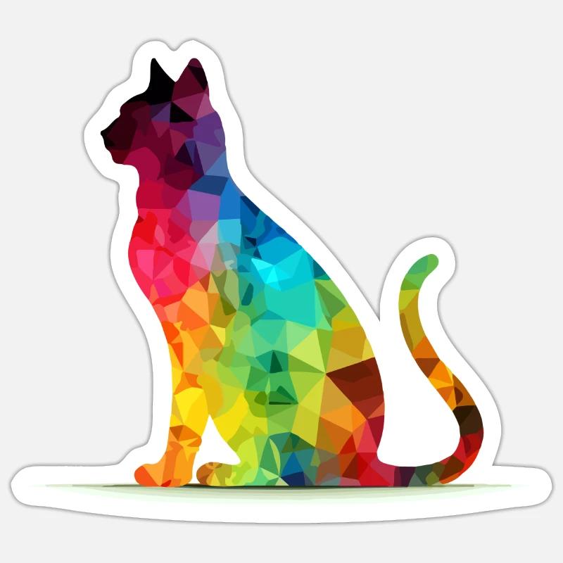 Pacho the multicolored cat - Sticker size S (10 x 10 cm) - white matte