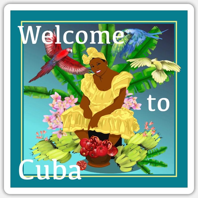 Cuba 2 - Sticker taille S (10 x 10 cm) - blanc mat